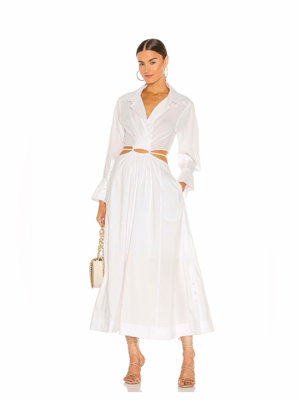 Jonathan Simkhai White Cutout Shirt Maxi Dress